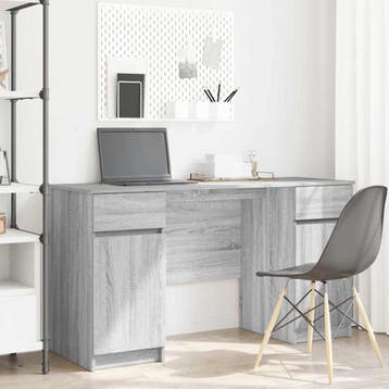 vidaXL Bureau Grijs sonoma Bewerkt hout 140 x 49 x 76 cm, Huis en Inrichting, Bureaus, Verzenden, Nieuw