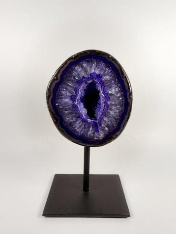 Agate with rock crystal geode on stand Geode - Hoogte: 150