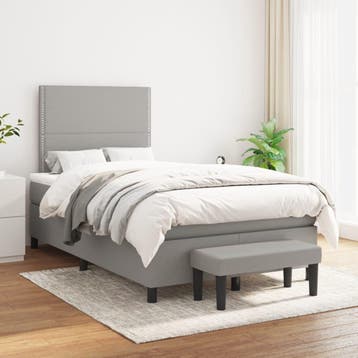 vidaXL Boxspring met matras stof lichtgrijs 120x200 cm, Verzenden, Nieuw, Twijfelaar, 120 cm