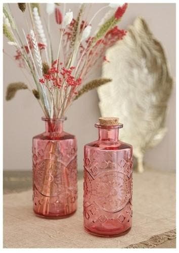 Gekleurde glazen fles berlin soft pink ook geschikt als, Ophalen of Verzenden, Nieuw