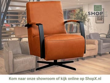 Leren draaifauteuil Mood - Rancho Cognac (cognac) -, Nieuw, Ophalen of Verzenden, 50 tot 75 cm, Industrieel, Modern
