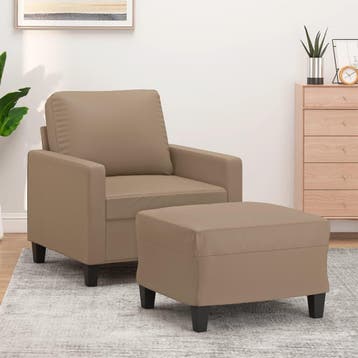 vidaXL Fauteuil met voetenbank 60 cm kunstleer, Eenpersoons, Verzenden, Nieuw, Leer