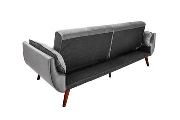 Retro slaapbank DIVANI 220cm zilvergrijs fluweel 3-zitsbank, Ophalen of Verzenden, Nieuw