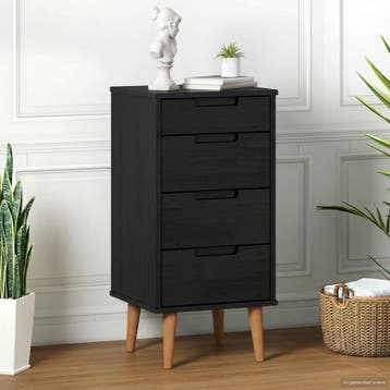 vidaXL Ladekast MOLDE Zwart 40 x 35 x 82 cm Massief, Verzenden, Nieuw