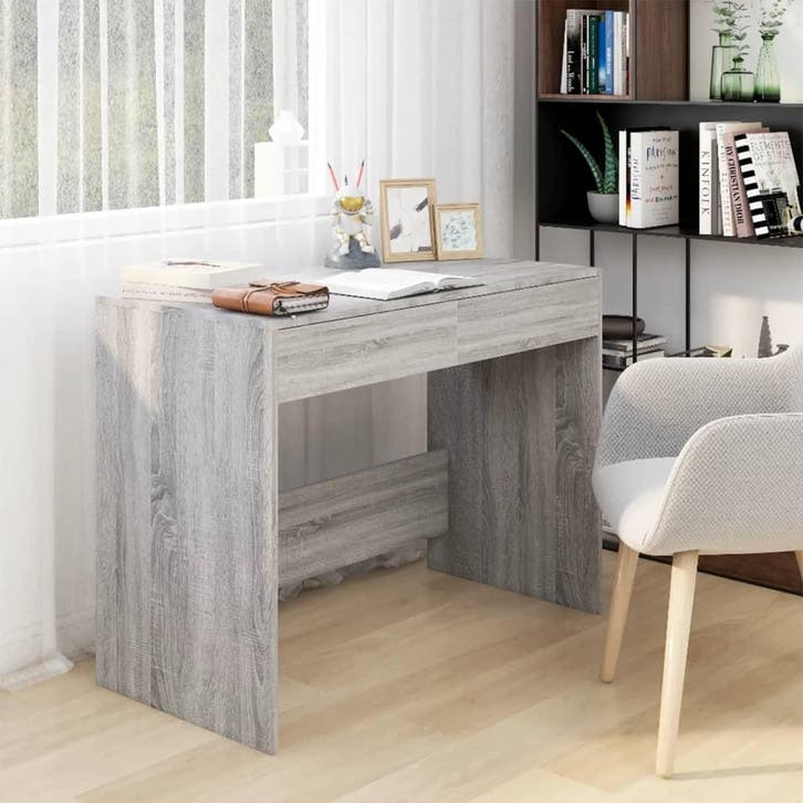 vidaXL Bureau 101x50x76,5 cm bewerkt hout grijs sonoma, Huis en Inrichting, Bureaus, Nieuw, Verzenden