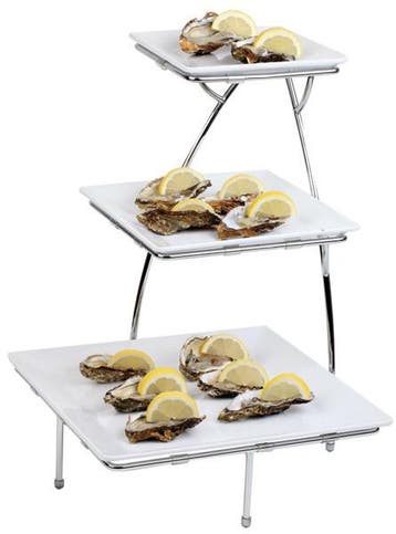 Serveerstandaard | 3 plateaus | Verchroomd | 37.5 x 37.5..., Verzenden