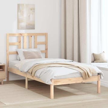 vidaXL Bedframe massief hout 90x200 cm, 90 cm, Eenpersoons, Bruin, Verzenden