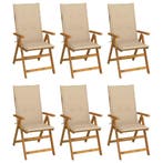 vidaXL Tuinstoelen 6 st inklapbaar met kussens massief, Tuin en Terras, Tuinstoelen, Verzenden, Nieuw, Hout