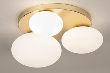 Rietveld Plafondlampen - Goud - Glas, Metaal, Verzenden, Nieuw