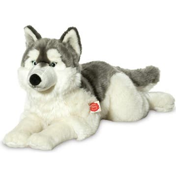 Husky knuffel hond - pluche - grijs/wit - 60 cm, Verzenden, Nieuw