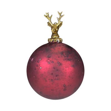 decoratie bal hert antiek rood 12cm, Huis en Inrichting, Woonaccessoires | Overige, Verzenden, Nieuw