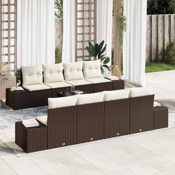 vidaXL Tuin Sofa Set 8 st Bruin en Crème poly rattan, Verzenden, Nieuw, 8 zitplaatsen