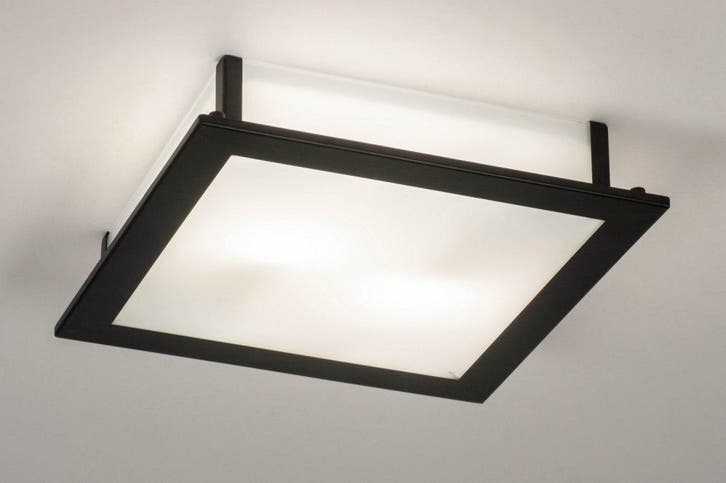Rietveld Plafondlampen - Wit, Zwart - Glas, Metaal, Huis en Inrichting, Lampen | Plafondlampen, Verzenden