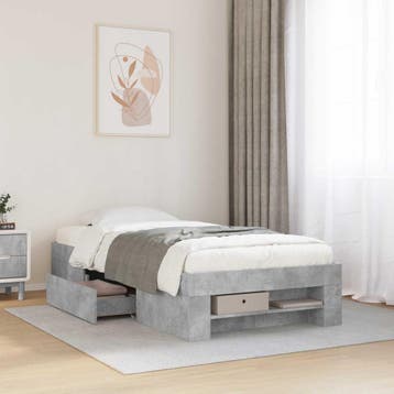 vidaXL Bedframe met opslag Betongrijs 80 x 200 cm Bewerkt, Verzenden, Nieuw, Grijs, Hout