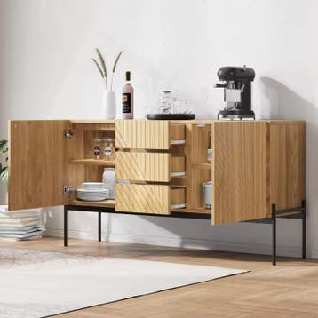 Houten Sideboard met 2 Deuren en 3 Lades –Modern Kast 140×40, Huis en Inrichting, Kasten | Overige, Verzenden, Nieuw