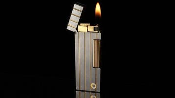 Dunill - Two-Tone Vertical Lines Pattern Rollagas Lighter -, Nieuw
