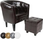 Fauteuil met armleuning - Relaxstoel - Met Hocker - Bruin -, Verzenden, Zo goed als nieuw