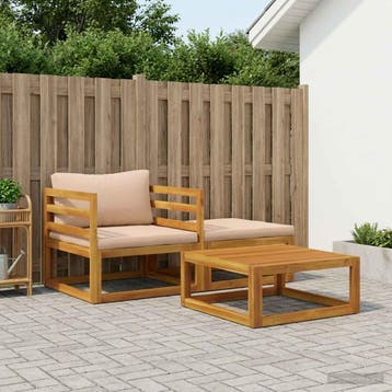vidaXL Modulaire bankset met kussens 3 st 2-zits Massief, Tuin en Terras, Verzenden, Nieuw, 3 zitplaatsen