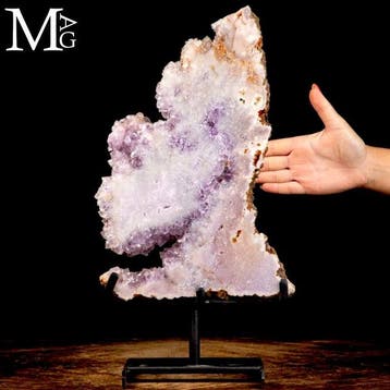 Minerale meesterwerk - Zeldzame roze amethistkwarts-druse -, Nieuw