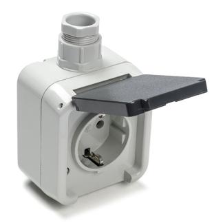 Stopcontact voor buiten | PEHA | M20 (Randaarde, Grijs), Doe-het-zelf en Verbouw, Elektra en Kabels, Nieuw, Verzenden