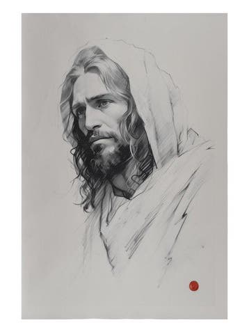 Volto di Luce – Afdruk op leer 89,00 x 65,50 cm - Wandtapijt