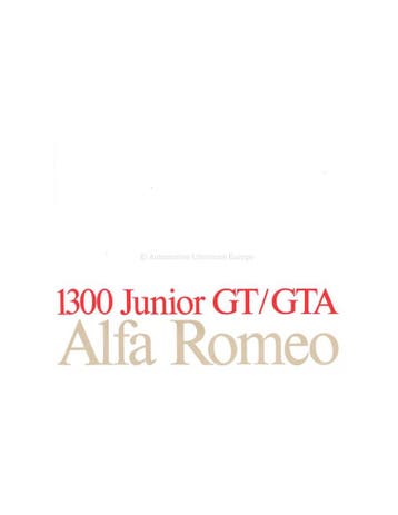 1970 ALFA ROMEO 1300 JUNIOR GT / GTA BROCHURE NEDERLANDS, Nieuw, Alfa Romeo, Author