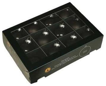 Kerstballen glas Zwart Black combi cap 57 mm doos 12 stuks, Ophalen of Verzenden, Nieuw