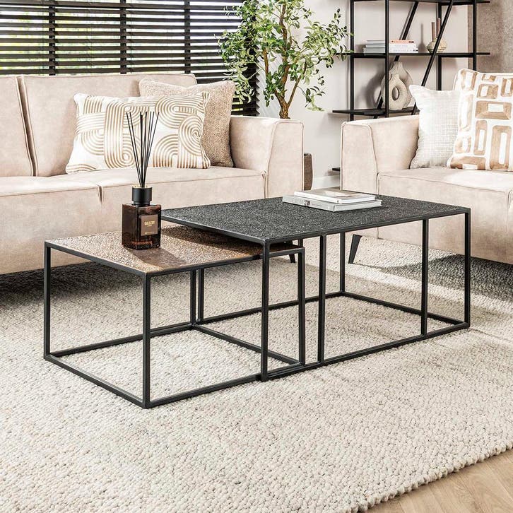*WOONWINKEL* Metallic Salontafelset Rechthoekig, Huis en Inrichting, Tafels | Salontafels, Nieuw, Verzenden