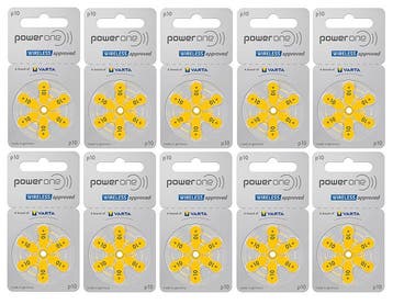 PowerOne Hoorapparaat batterij P10 geel (60 stuks), Ophalen of Verzenden, Nieuw