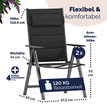 Tuinstoel Bern Premium 2 stuks Antraciet (Stoelen), Verzenden, Nieuw