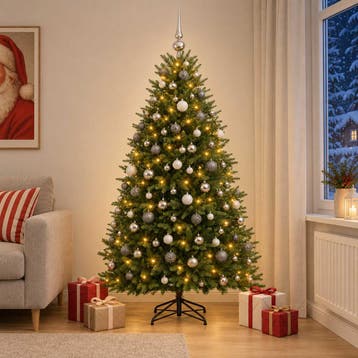 vidaXL Kunstkerstboom met Ballen 180 cm 300 LEDs Warmwit, Verzenden, Nieuw
