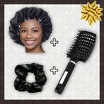 SATIN SET - Bescherm & verzorg je haar - Zwarte Satijnen Sla, Ophalen of Verzenden, Nieuw