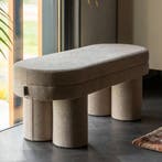 *WOONWINKEL* Dutchbone Fern Bankje Beige Boucle Stof, Huis en Inrichting, Banken | Voetenbanken en Poefen, Verzenden, Nieuw, Stof