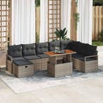 vidaXL Tuin Sofa Set 9 pcs Grijs poly rattan, Verzenden, Nieuw, Rotan, Meer dan 8 zitplaatsen