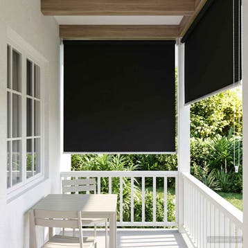 vidaXL Buitenrolgordijn UV-bescherming Zwart 100 x 230 cm (B, Verzenden, Nieuw, Zwart