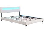 Gestoffeerd Bed Paris - 180 x 200 cm - Wit - LED Verlichting, Verzenden, Nieuw
