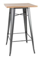 Bistro Bartafel | Grijs met Houten Blad | 104(h)x60x60cm, Verzenden, Nieuw in verpakking