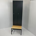 Locker tweedeurs met zitbank 61x40+40x160+40cm - Antraciet, Ophalen of Verzenden, Nieuw