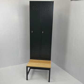 Locker tweedeurs met zitbank 61x40+40x160+40cm - Antraciet, Ophalen of Verzenden, Nieuw