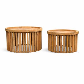 Salontafel set Anna mango naturel of zwart Laagste prijs !, Overige materialen, 50 tot 100 cm, Verzenden, Rond