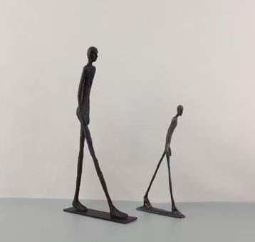 sculptuur, Set of 2 Man Walking - 43 cm - Gietijzer