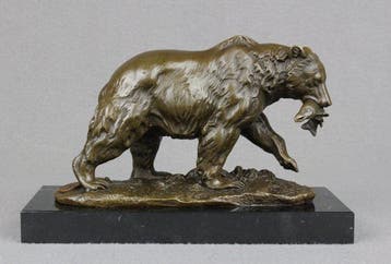 Milo (1910-1978) - sculptuur, Grizzly Bear with Salmon - 12