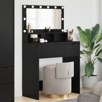 vidaXL Slaapkamer Kaptafels Zwart 80 x 39,6 x 135 cm Bewerkt, Verzenden, Nieuw