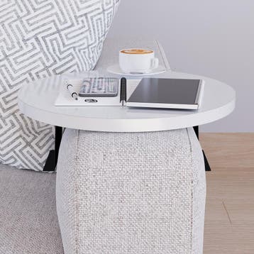 Dienblad armleuning Kuleskyd rond Ø34 cm wit [en.casa], Verzenden, Nieuw