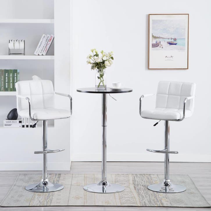 vidaXL Barstoelen 2 st kunstleer wit, Huis en Inrichting, Barkrukken, Nieuw, Verzenden