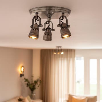 Messing Plafonniere Westham Antiek Zilver Binnenverlichting, Huis en Inrichting, Verzenden, Nieuw