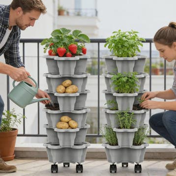Stapelbare Verticale Bloementoren met Wieltjes - 5 Lagen Aar, Tuin en Terras, Bloempotten, Verzenden, Nieuw