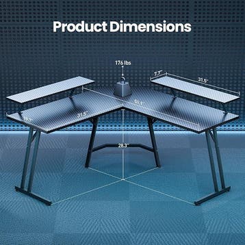 Gaming bureau - Gaming desk - Hoekbureau - 130x130 cm - Zwar, Verzenden, Zo goed als nieuw
