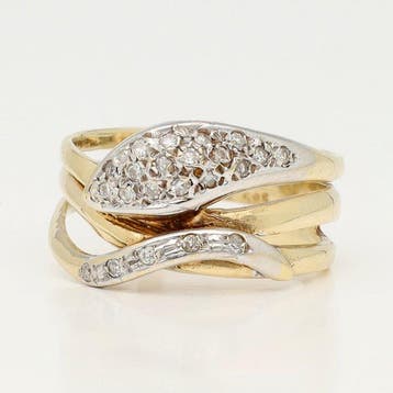 Ring - 14 karaat Geel goud, Witgoud Diamant (Natuurlijk) -, Nieuw