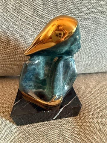 Lola Pons - Buste, Dama con pañuelo - 18 cm - Gepatineerd, Antiek en Kunst